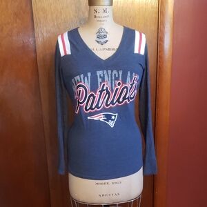 Official NFL Team Apparel Navy Blue Tee with Printed PATRIOTS Logo.